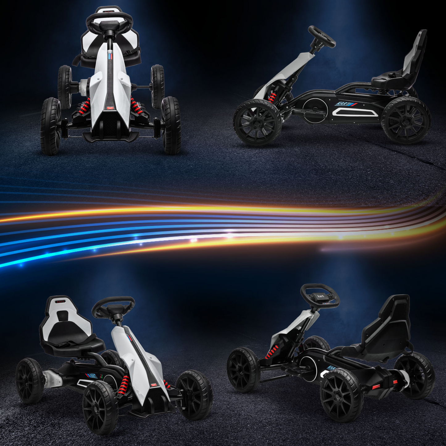 HOMCOM 12V Electric Go Kart for Kids, Ride-On Racing Go Kart with Forward Reversing, Rechargeable Battery, 2 Speeds, for Boys Girls Aged 3-8 Years Old in White