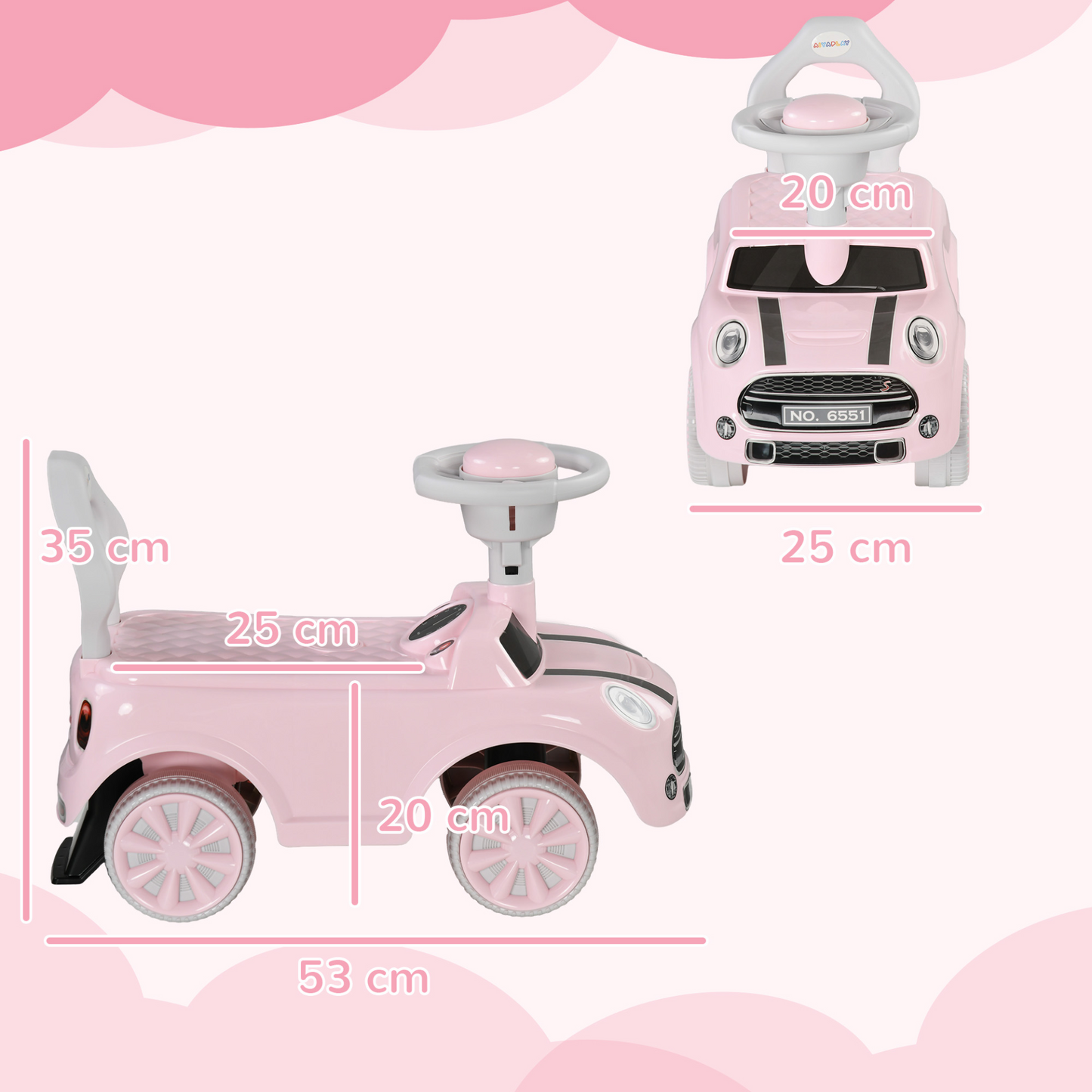 AIYAPLAY Foot To Floor Ride On Car Sliding Car with Air Horn, Anti-Over-Backwards, 18 to 36 Months in Pink