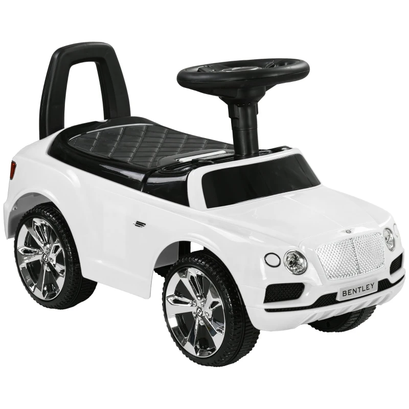 Bentley Bentayga Licensed Foot to Floor Ride on Car, Sliding Car Push Along Car with Under Seat Storage in White by AIYAPLAY