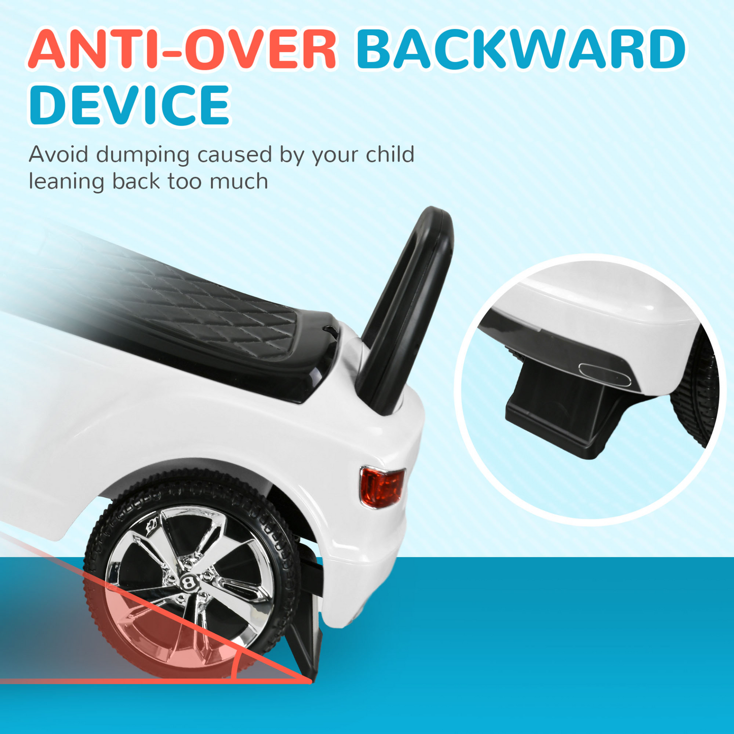 Bentley Bentayga Licensed Foot to Floor Ride on Car, Sliding Car Push Along Car with Under Seat Storage in White by AIYAPLAY