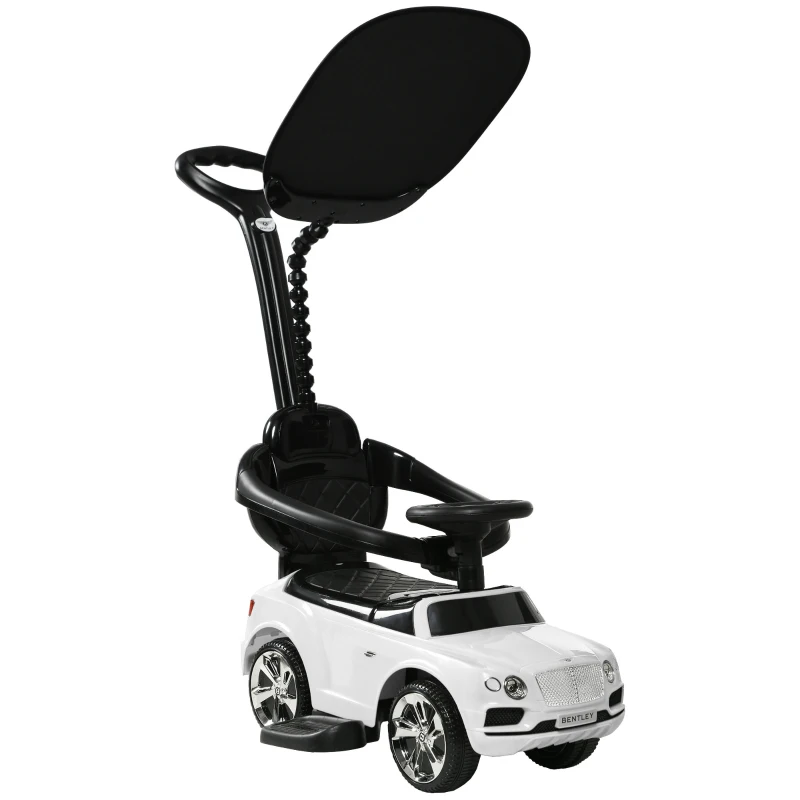 AIYAPLAY Bentley Bentayga Licensed 3-in-1 Baby Push Car, Ride on Car Sliding Car with Canopy, Horn Music in White