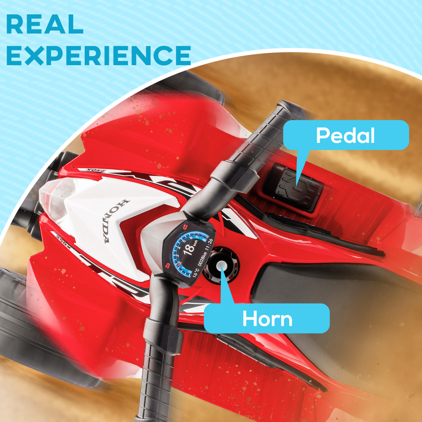 Honda Licensed Electric Ride on Quad Bike 6V ATV Ride On, 4 Pack, for 1.5-3 Years Red | AIYAPLAY