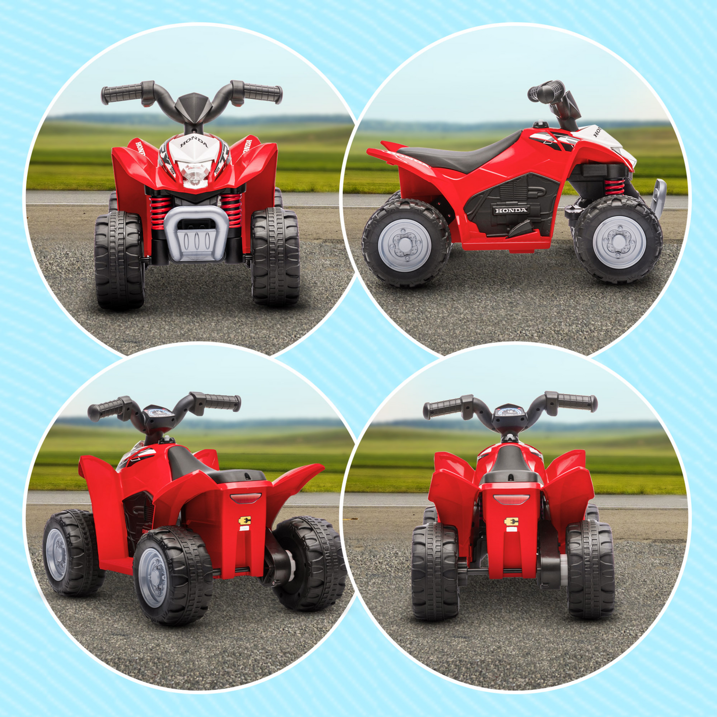 Honda Licensed Electric Ride on Quad Bike 6V ATV Ride On, 4 Pack, for 1.5-3 Years Red | AIYAPLAY