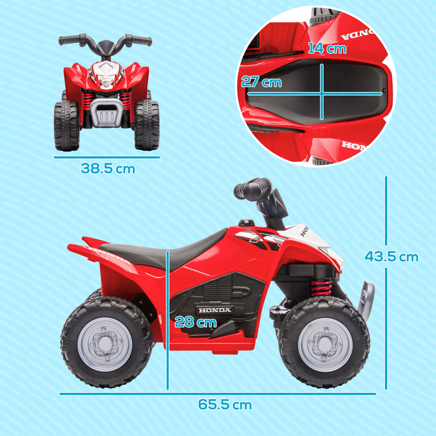 Honda Licensed Electric Ride on Quad Bike 6V ATV Ride On, 4 Pack, for 1.5-3 Years Red | AIYAPLAY