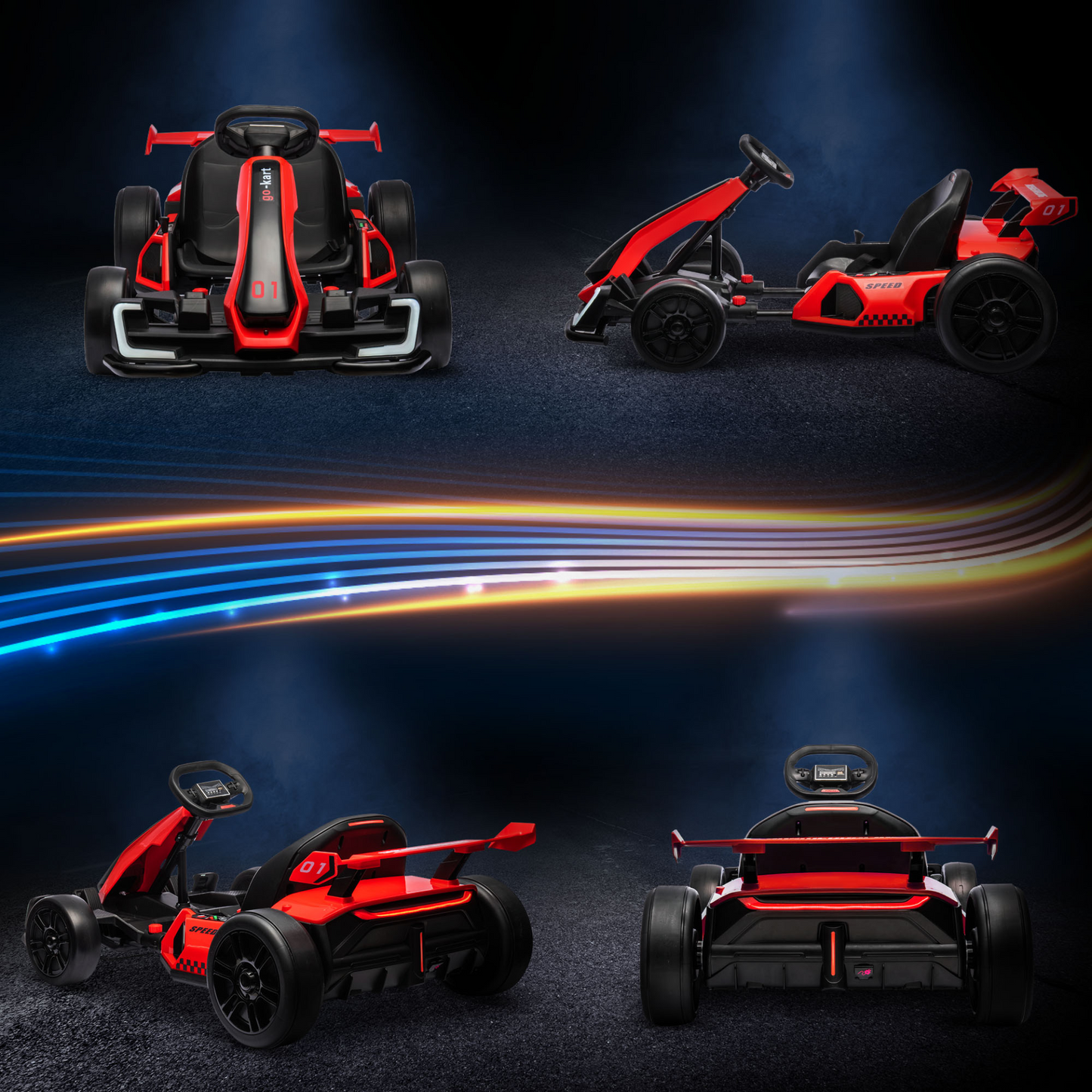 24V Electric Go Kart for Kids with Adjustable Seat for 6-12 Years Old in Red by HOMCOM