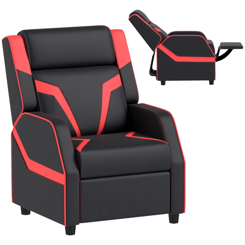 2 in 1 Black Kids Chair Recliner with Backrest, Armrest, Footrest, PU Leather for 3-9 Years Old by AIYAPLAY