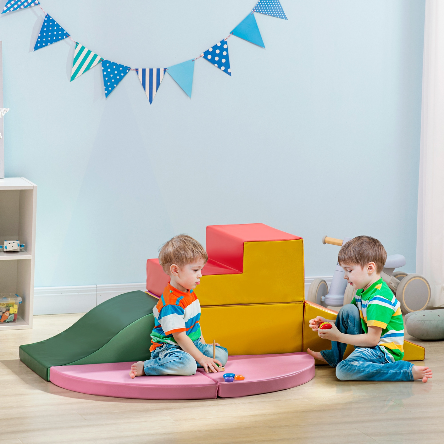 6 Piece Soft Play Equipment for Kids Climb and Crawl in Red by HOMCOM