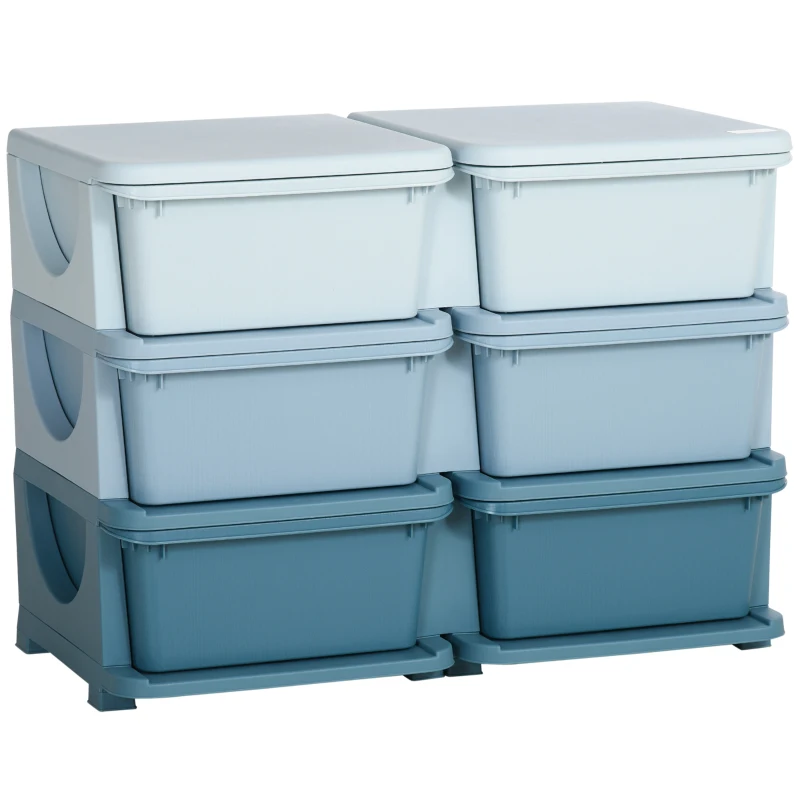 HOMCOM Kids Storage Unit with Six Drawers in Blue