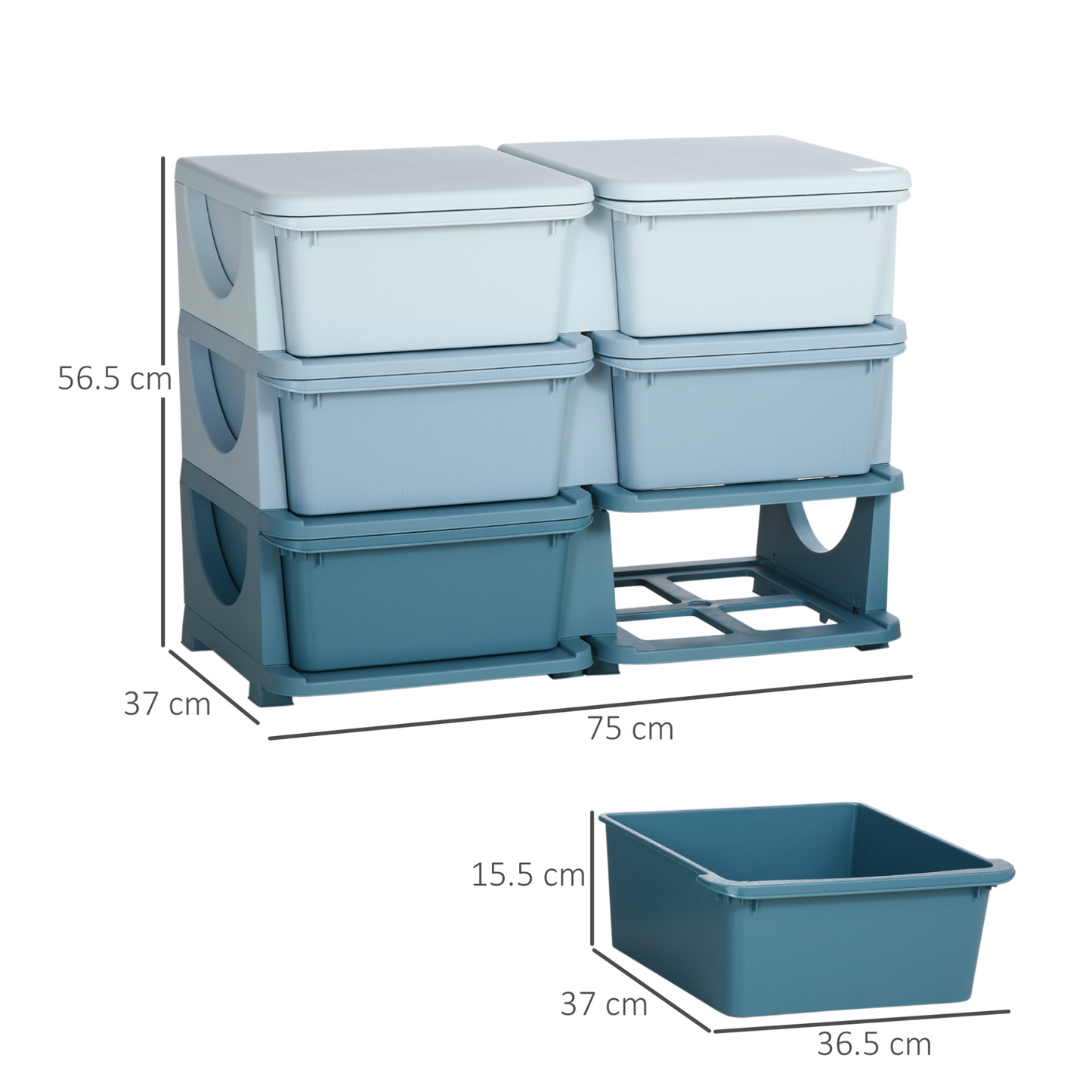 HOMCOM Kids Storage Unit with Six Drawers in Blue