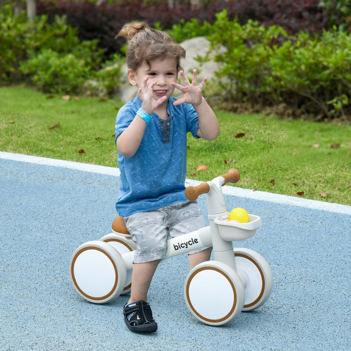 Kids Balance Bike with Adjustable Seat for 1-3 Years Old, Silent Wheels, White by AIYAPLAY