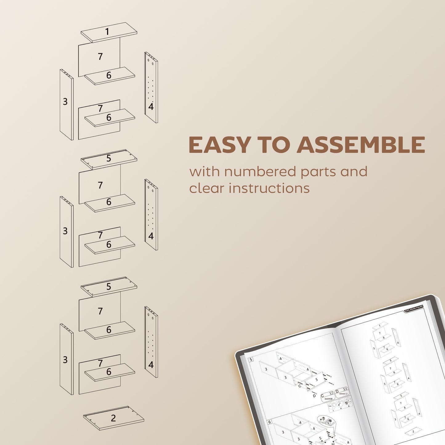 HOMCOM 260 Narrow CD Storage Unit - Rustic Brown