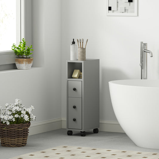 kleankin Slimline Bathroom Storage Cabinet - Grey