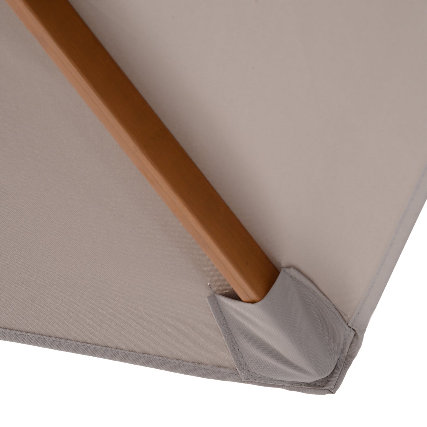 Outsunny 2.5m Wood Garden Parasol Sun Shade Patio Outdoor Wooden Umbrella Canopy, Table Market Umbrella with Vent, 38mm Pole, Rope Pulley Mechanism, Grey