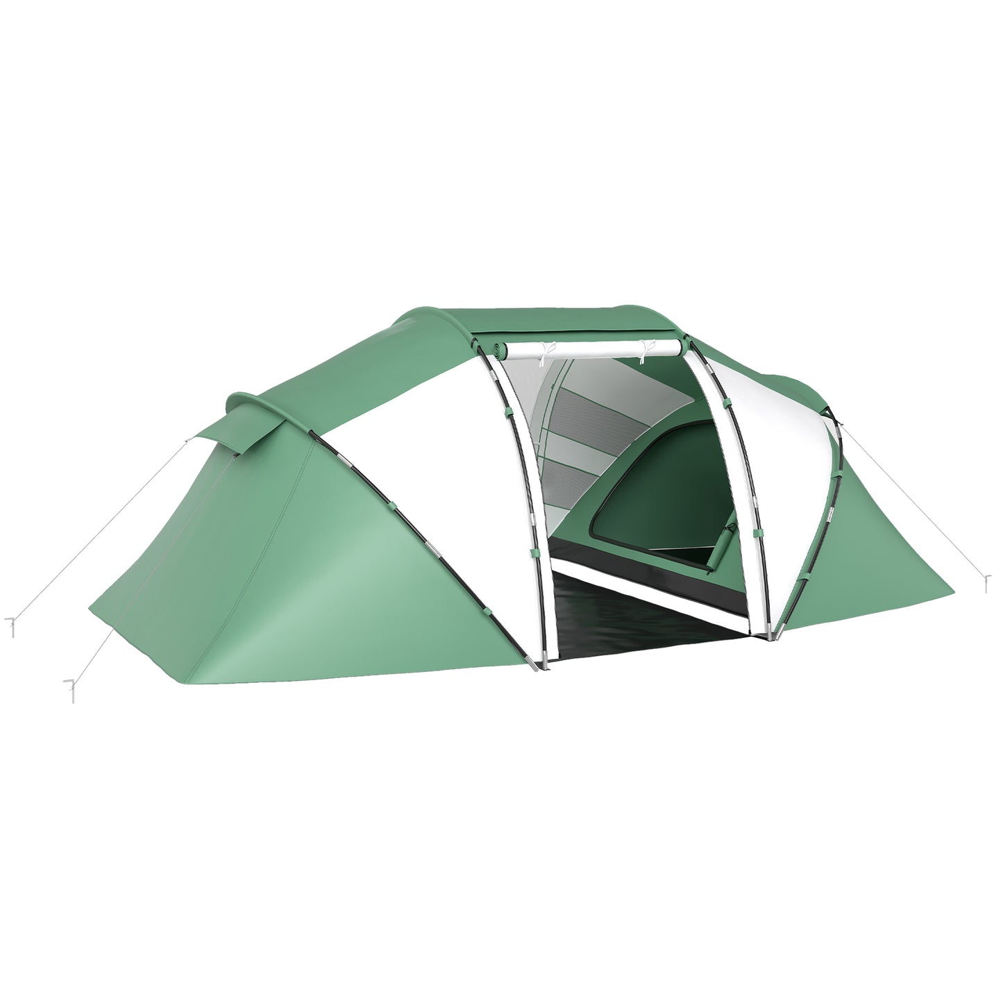 Outsunny 4 Man UV Protection Camping Tent - Green and White