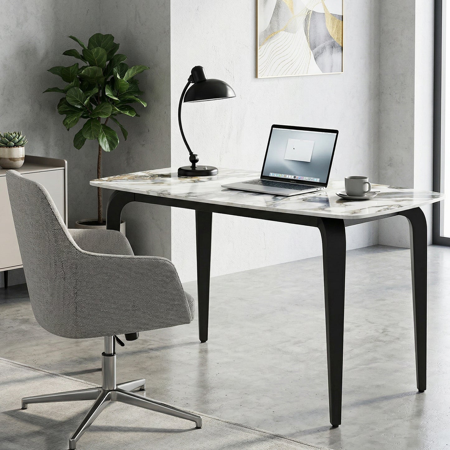 HOMCOM Dining Table for 4, Modern Kitchen Table with Sintered Stone Tabletop, Metal Legs, White