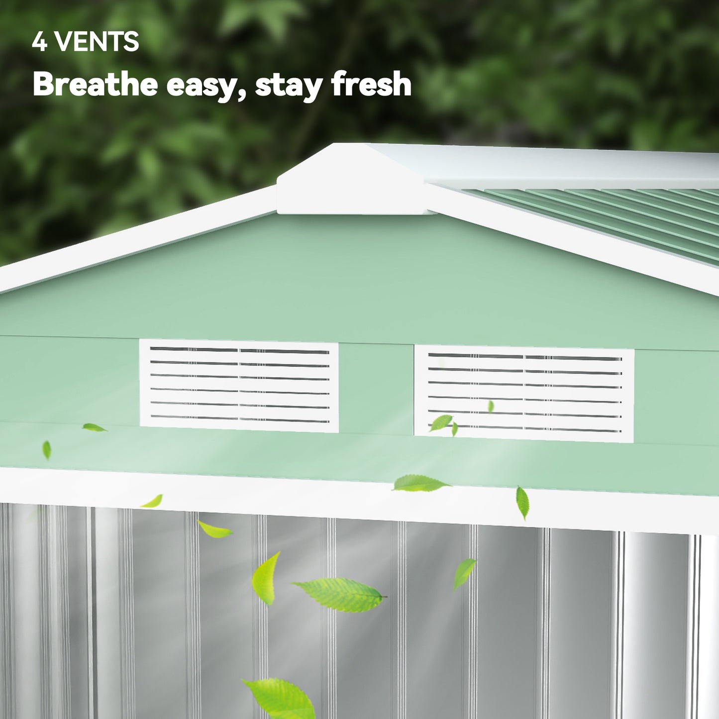 Outsunny 7 x 4ft Metal Garden Shed, Outdoor Storage Tool House with Ventilation Slots, Foundation Kit and Lockable Double Doors, Light Green