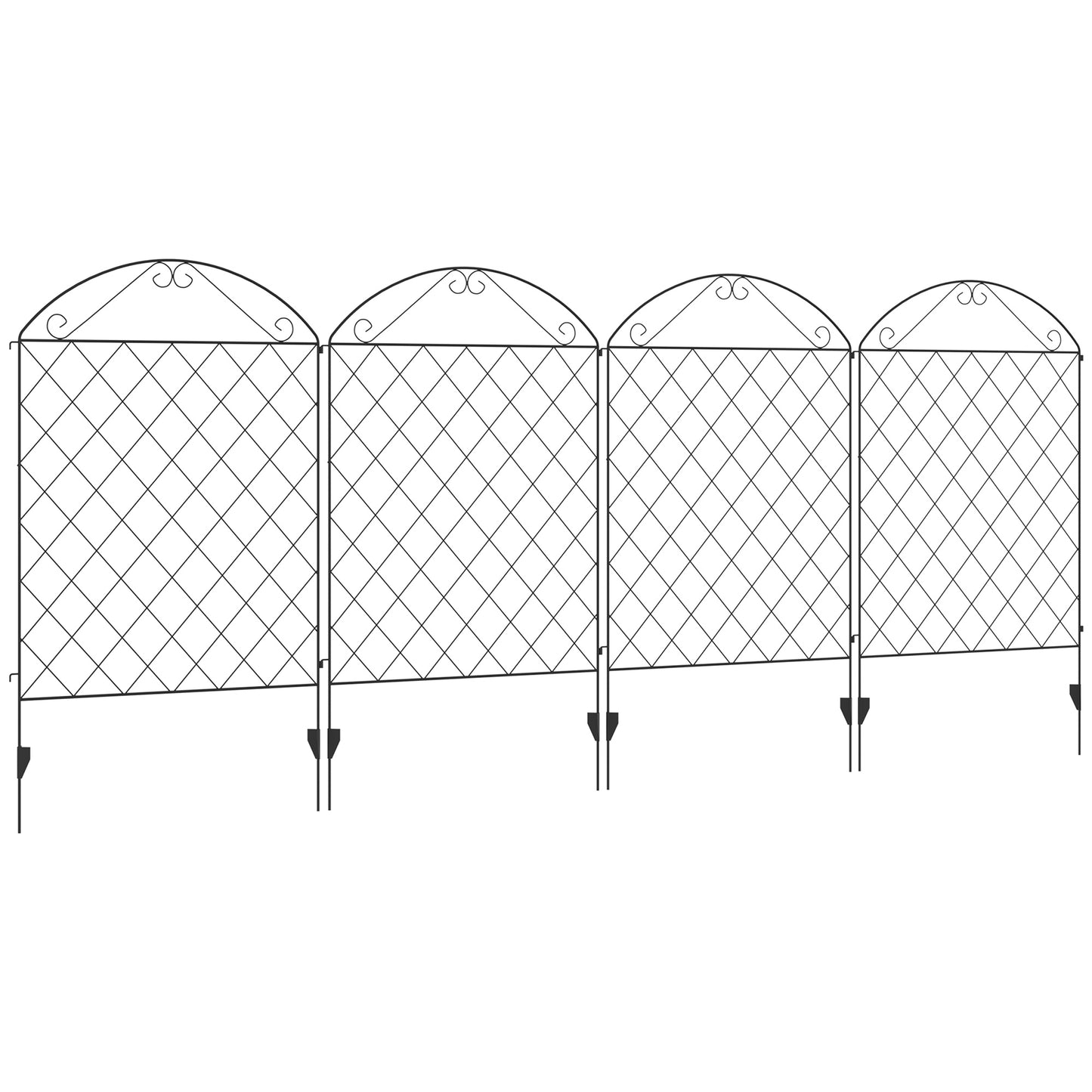 Outsunny 43in x 11.5ft Decorative Garden Fencing, Rustproof Metal Wire Picket Fence Panels, Black
