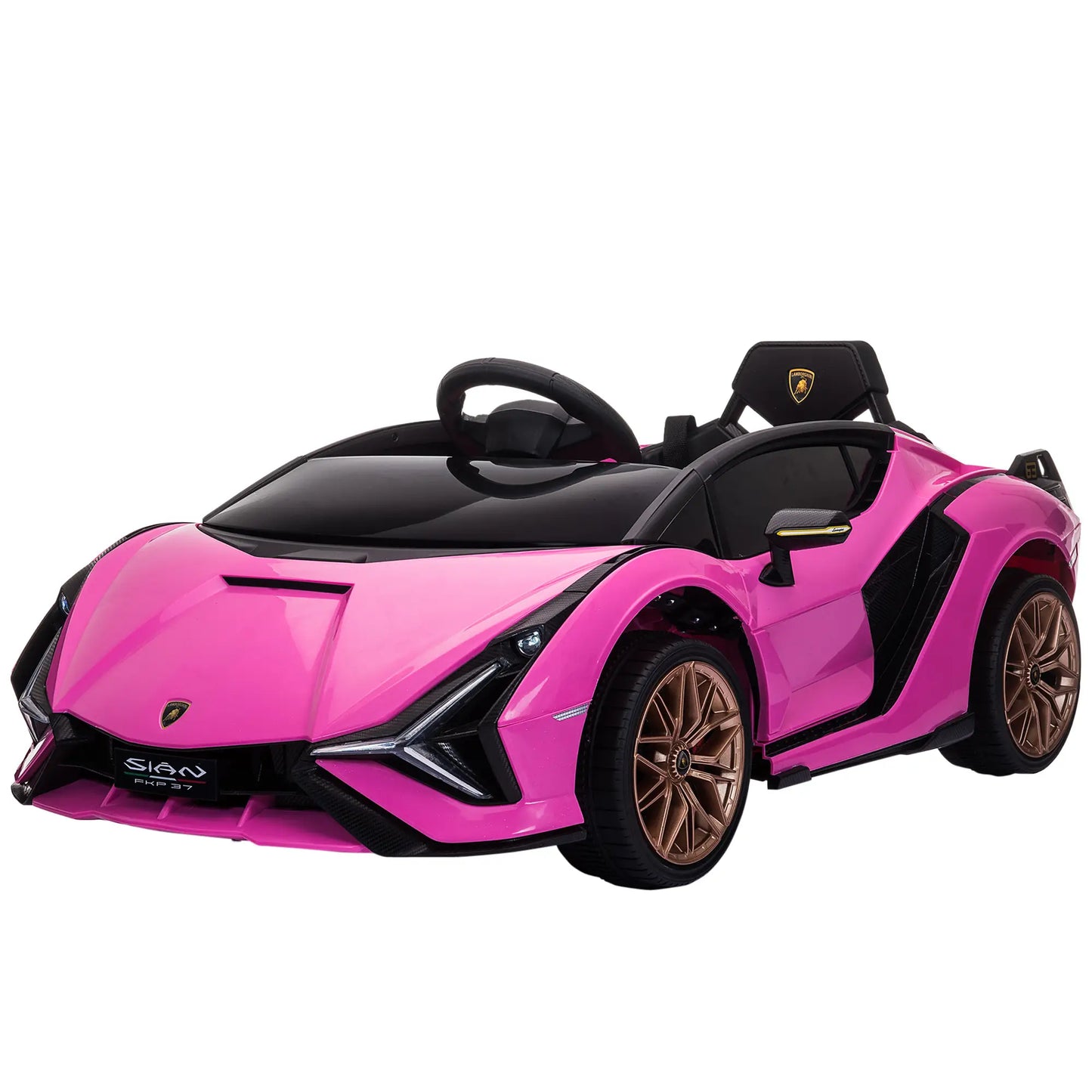 Lamborghini Sian Licensed 12V Kids Electric Ride On Car 2 Motors Toy Car with Remote Control Music Lights MP3 for 3-5 Years Pink
