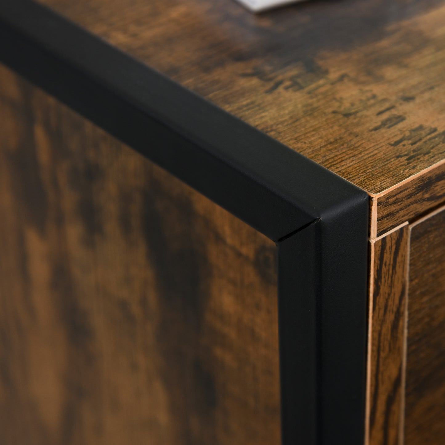 HOMCOM Bedroom Chest of Drawers Set of 2, Industrial 3-Drawer Dresser, Storage Drawers Unit with Metal Frame for Living Room, Rustic Brown