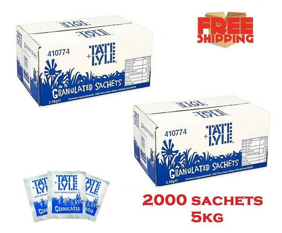 TATE & LYLE White Granulated Sugar 2000 Individual Sachets Sticks