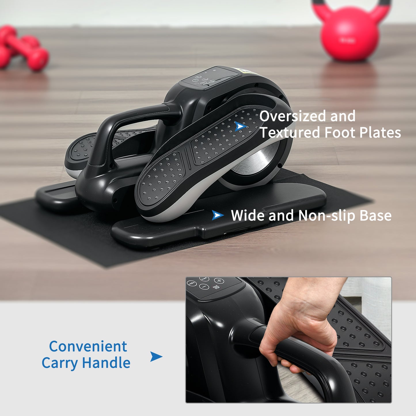 SPORTNOW Under Desk Electric Elliptical Machine for Home, Sit Down Pedal Exerciser for Seniors with 12 Programs, LCD Monitor, Compact with Remote Control & Non-Slip Pad