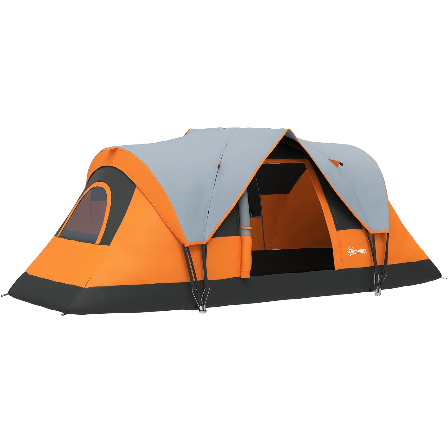 Outsunny 5 Man Camping Tent, Large Tunnel Tent, Water Resistant Hiking Shelter with Groundsheet and Carry Bag, Orange