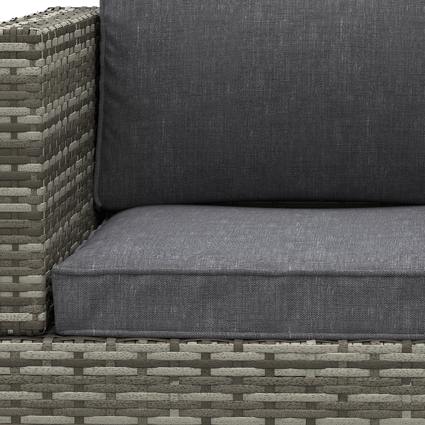 Outsunny Single Rattan Garden Chair, PE Wicker Garden Armchair with Cushions, Outdoor Rattan Chair with Armrests and Steel Frame for Conservatory, Porch, Patio, Balcony, Dark Grey