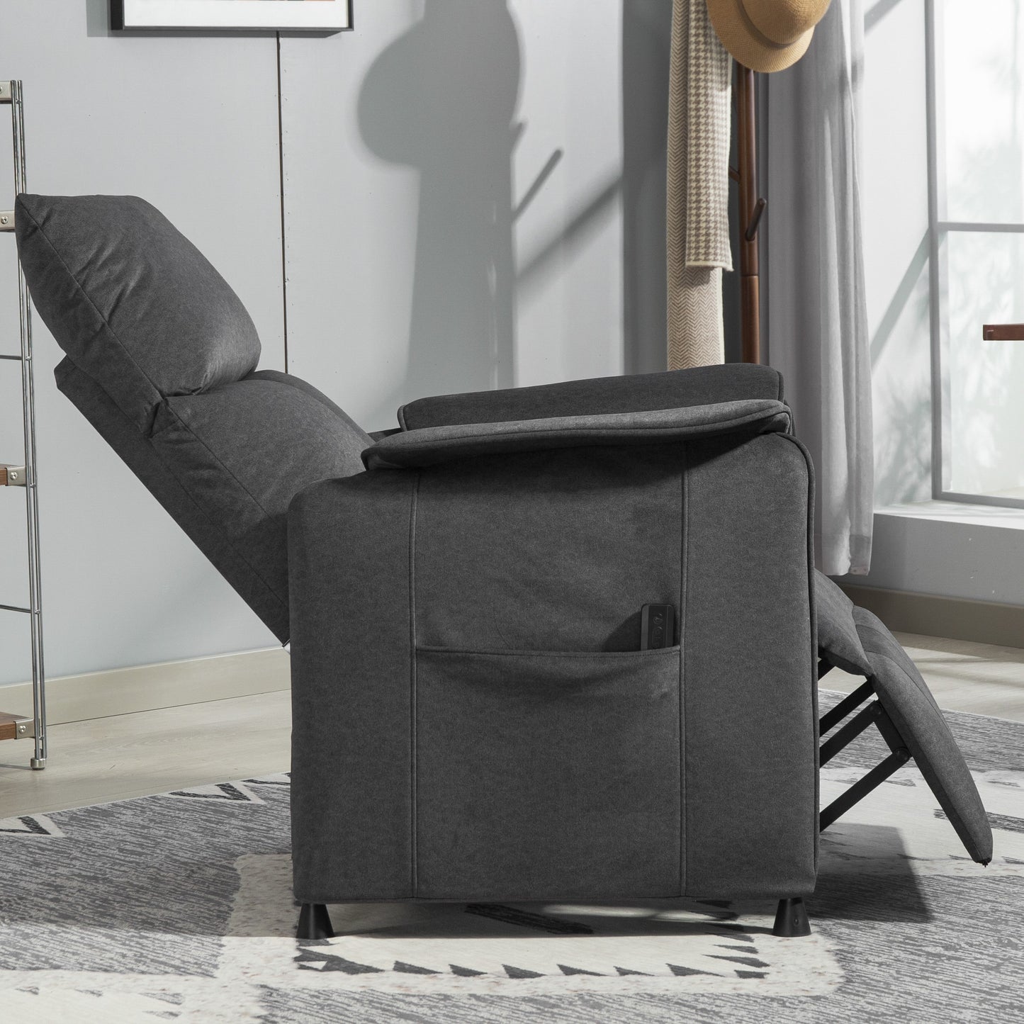 HOMCOM Power Recliner Chair, Reclining Chair with Remote, Pocket Springs, Silent Motor and Side Pockets, Black