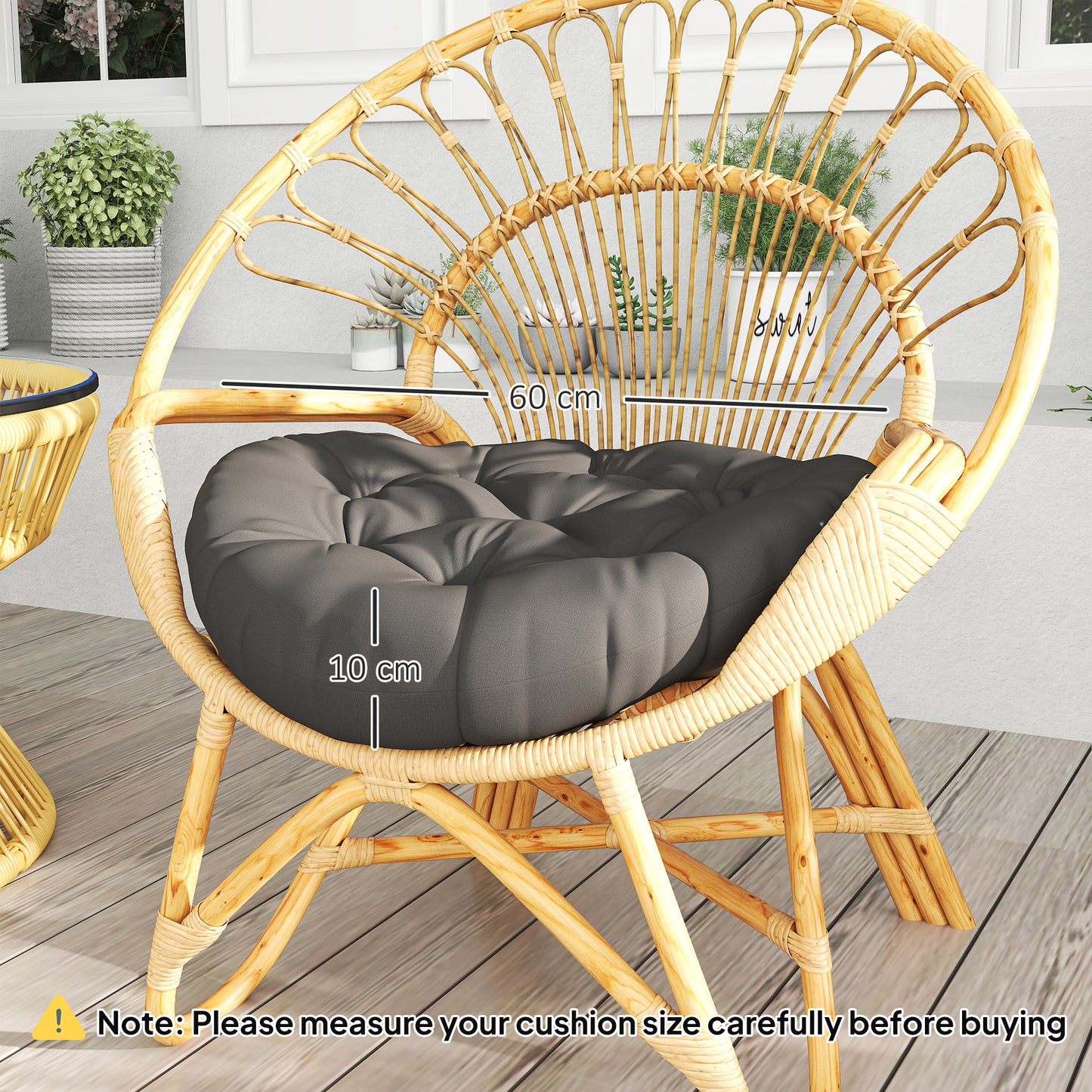 Outsunny Set of Two 60cm Outdoor Cushions - Dark Grey