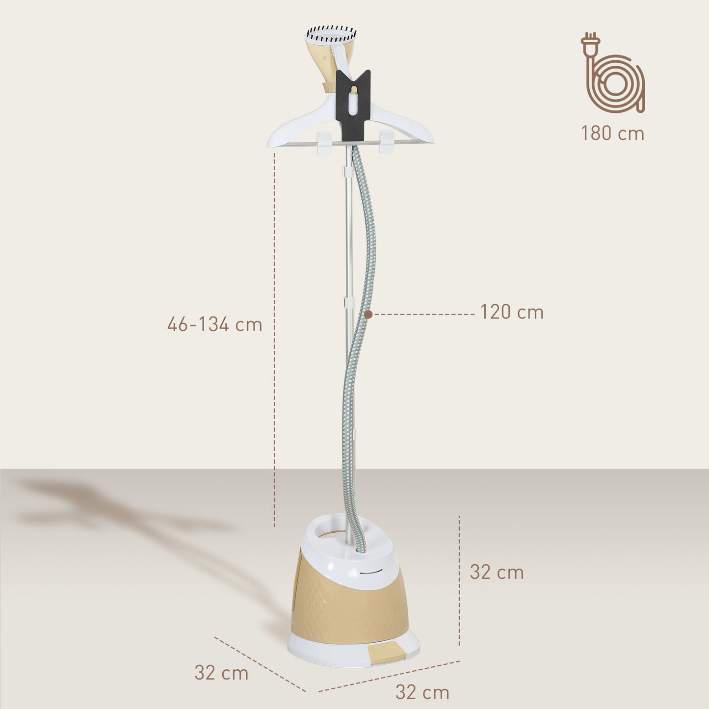 HOMCOM 1800W Standing Clothes Steamer, with Accessories - Grey