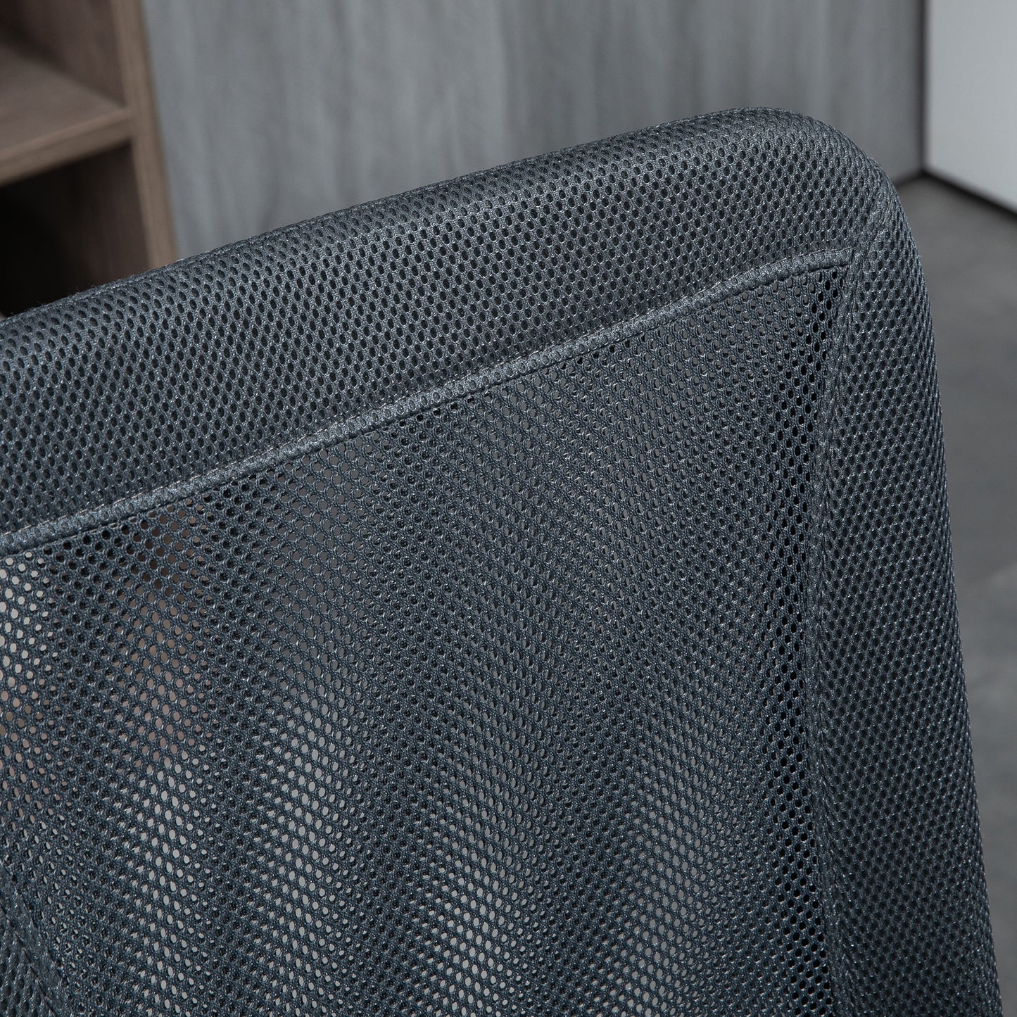 Vinsetto Computer Desk Chair, Mesh Office Chair with Adjustable Height and Swivel Wheels, Armless Study Chair, Dark Grey