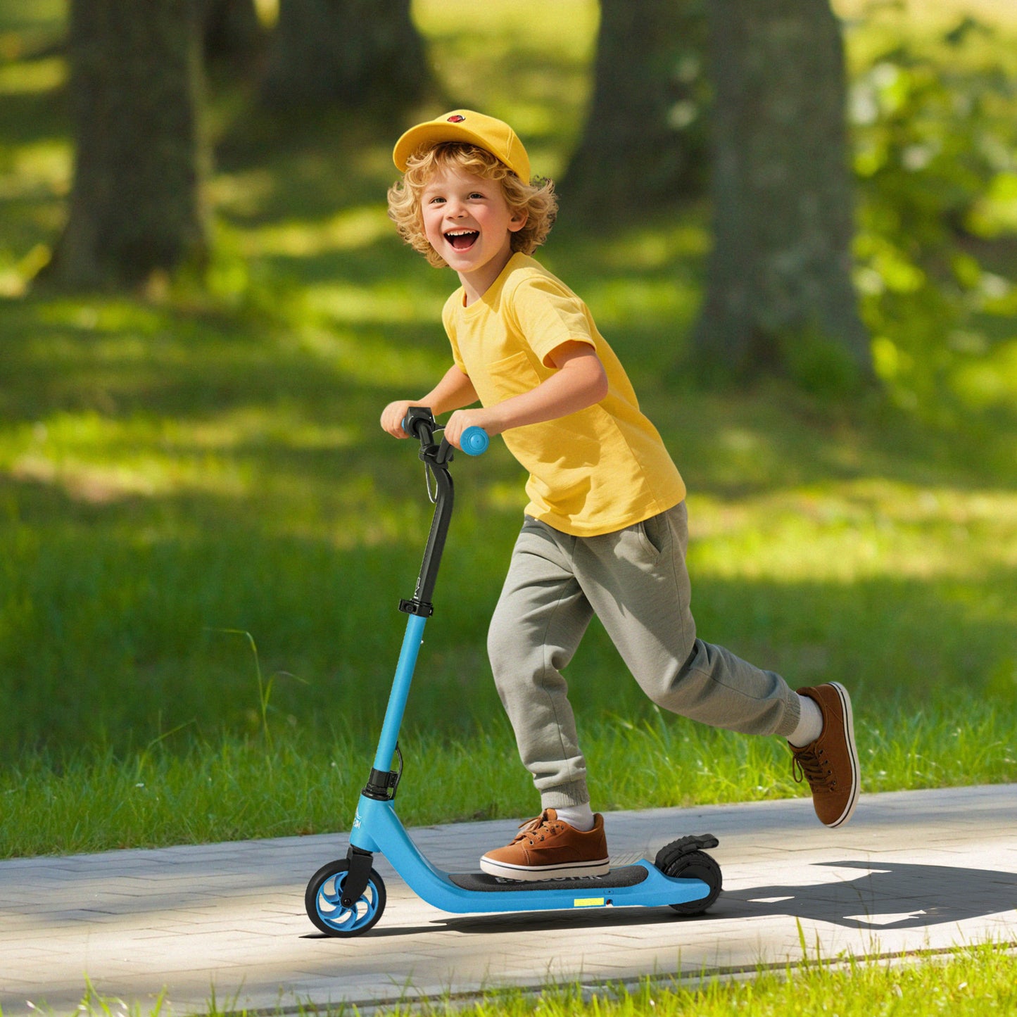 HOMCOM Electric Scooter, 120W Motor E-Scooter, Adjustable Height, Rear Brake for Ages 6+ Years - Blue