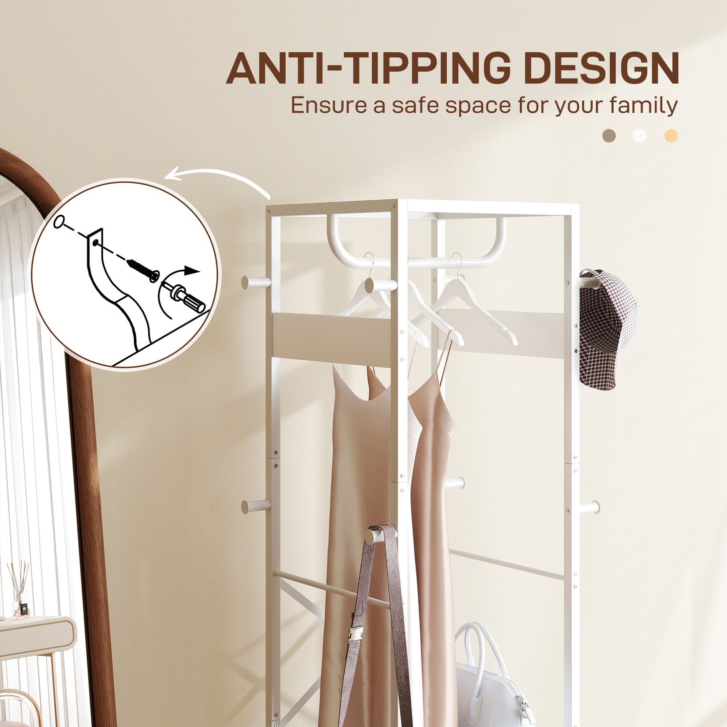 HOMCOM Multi-Storage Clothes Rack - White