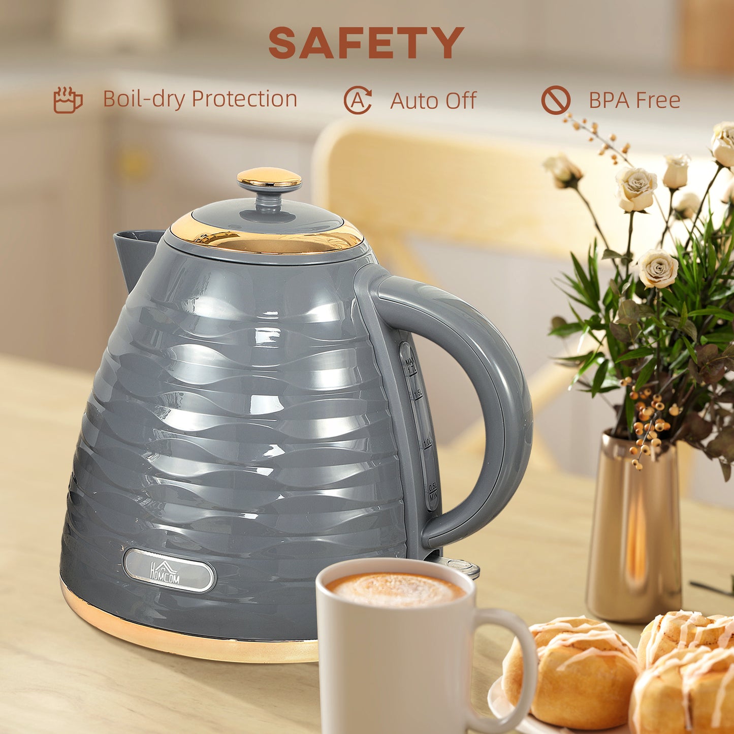 HOMCOM 3kW Rapid Boil Honeycomb Kettle - Grey