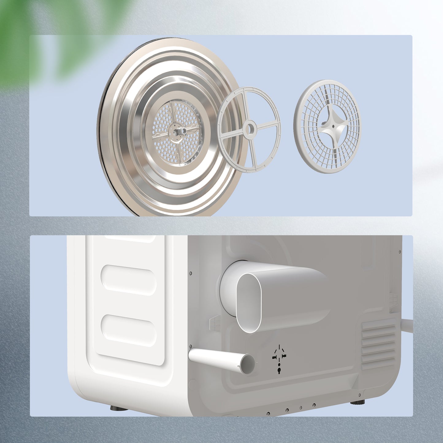 HOMCOM 4kg Vented Tumble Dryer, 800W Compact Freestanding Front Tumble Dryer with 5 Drying Mode, Smart Sensor, Timer and Stainless Steel Tub, Wall-Mounted Portable Small Clothes Drying Machine, White