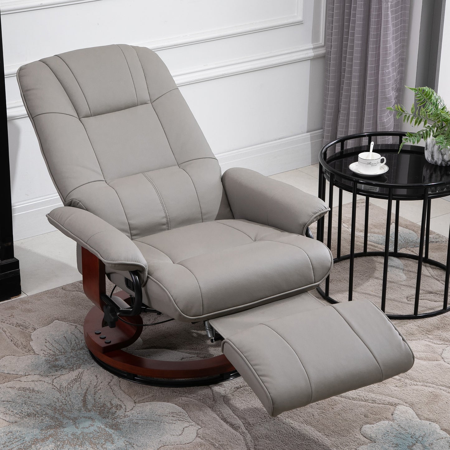 HOMCOM Reclining Swivel Chair, with Footrest - Grey