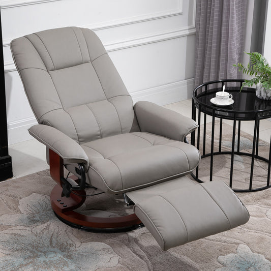 HOMCOM Reclining Swivel Chair, with Footrest - Grey