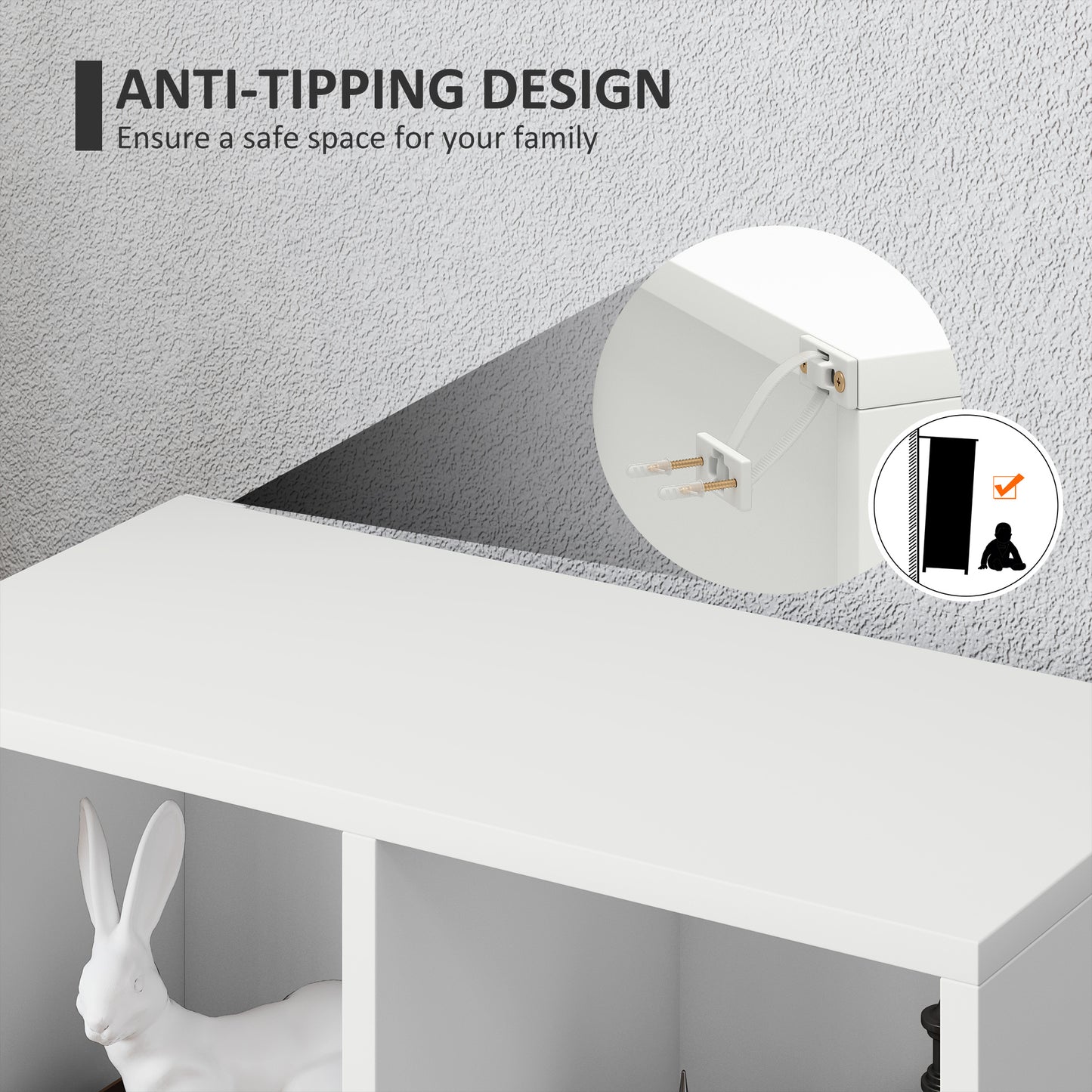 HOMCOM 2-Tier Bookshelf with 5 Compartments - White