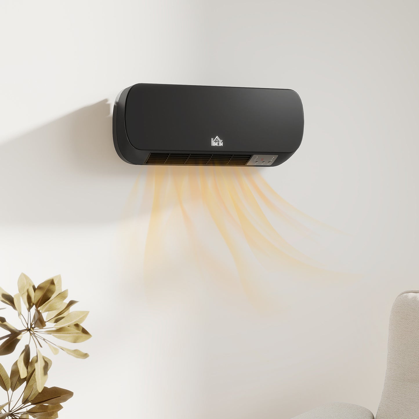 HOMCOM 2000W Wall Mounted Ceramic Space Heater, 10-49°C Temperature, Black