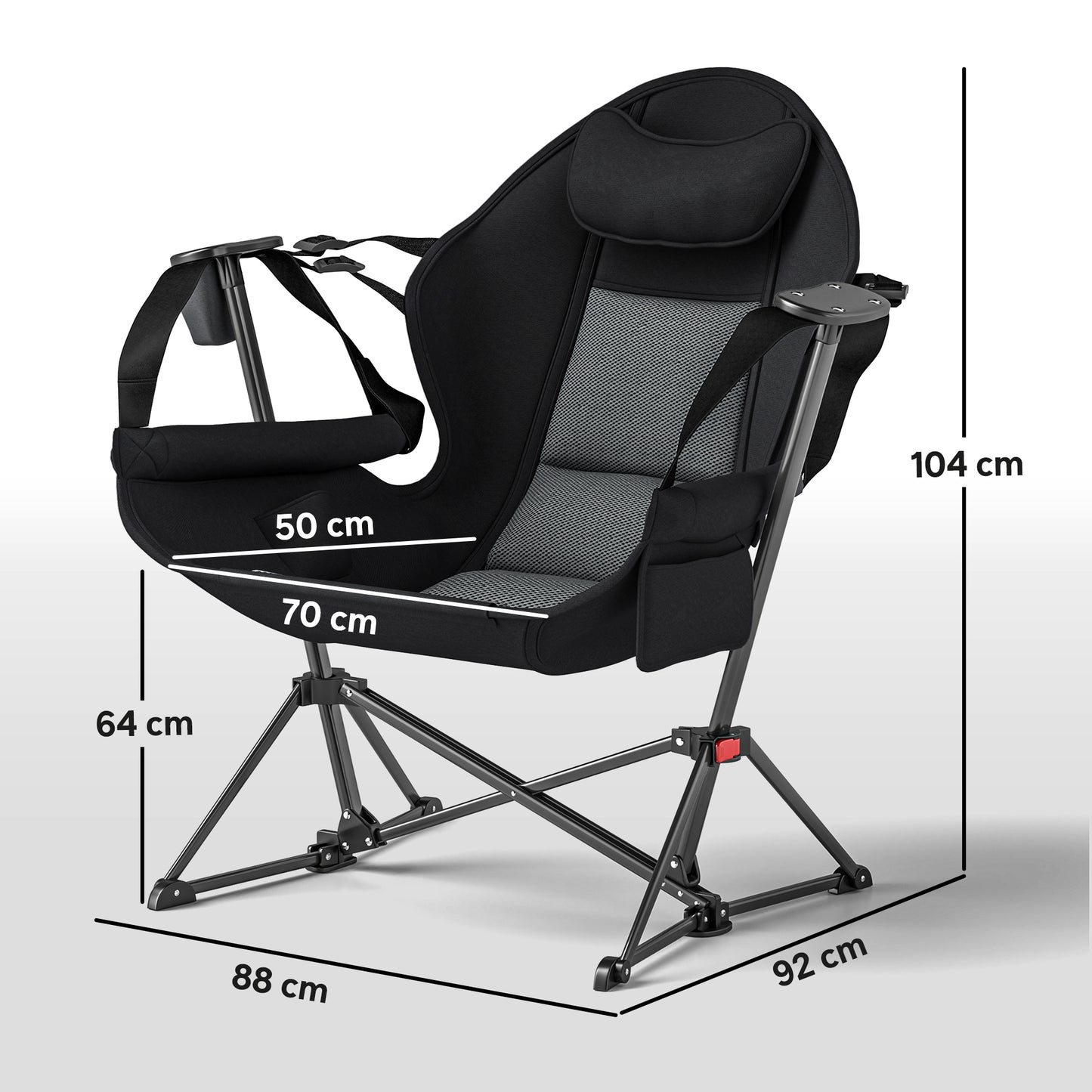 Outsunny Hammock Camping Chair Set of 2, Adjustable Back Portable Swinging Camping Chair with Cup Holder, Headrest, Padded Seat and Carry Bag for Travel Fishing Hiking, Black