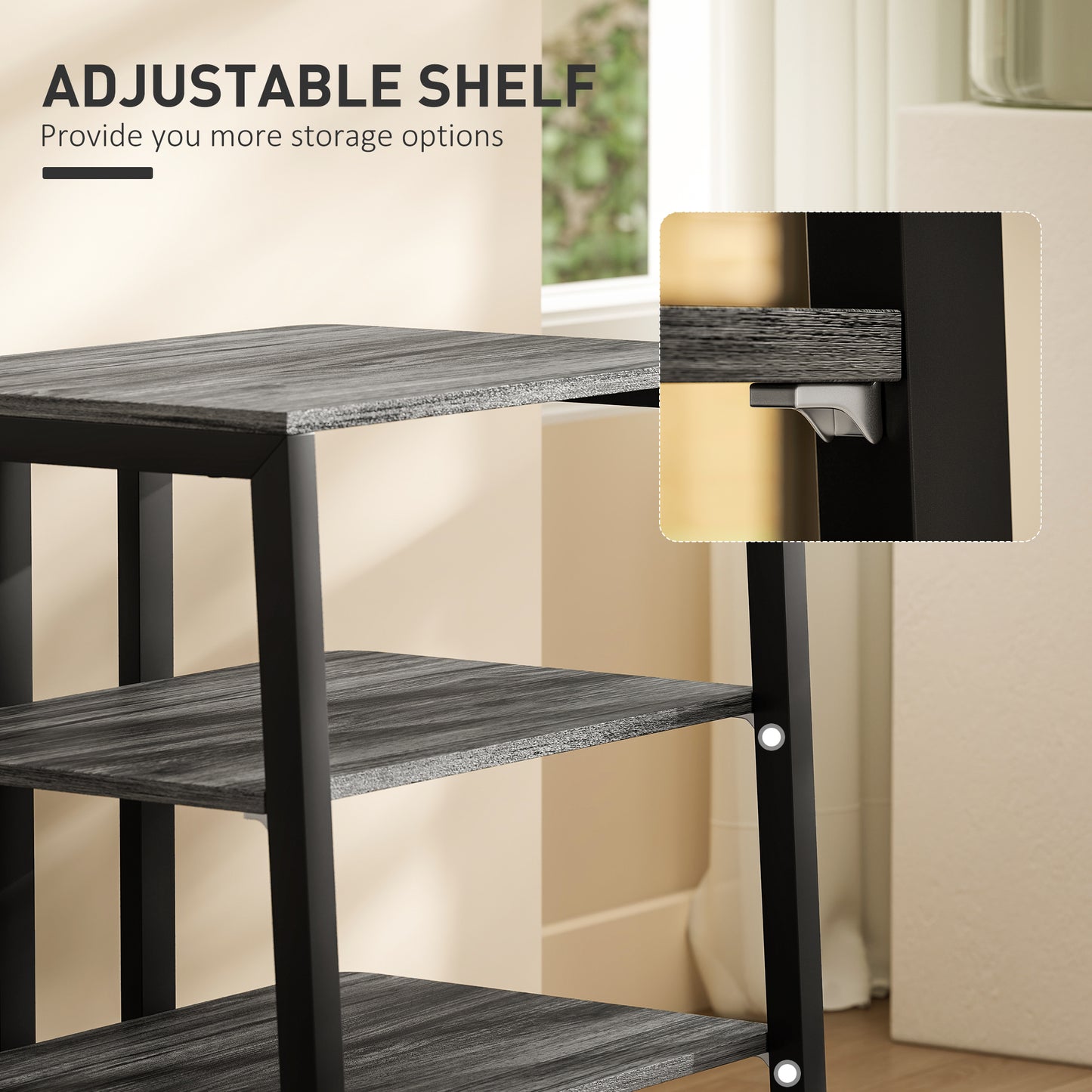 HOMCOM HiFi Stand, with Four Storage Shelves - Dark Grey