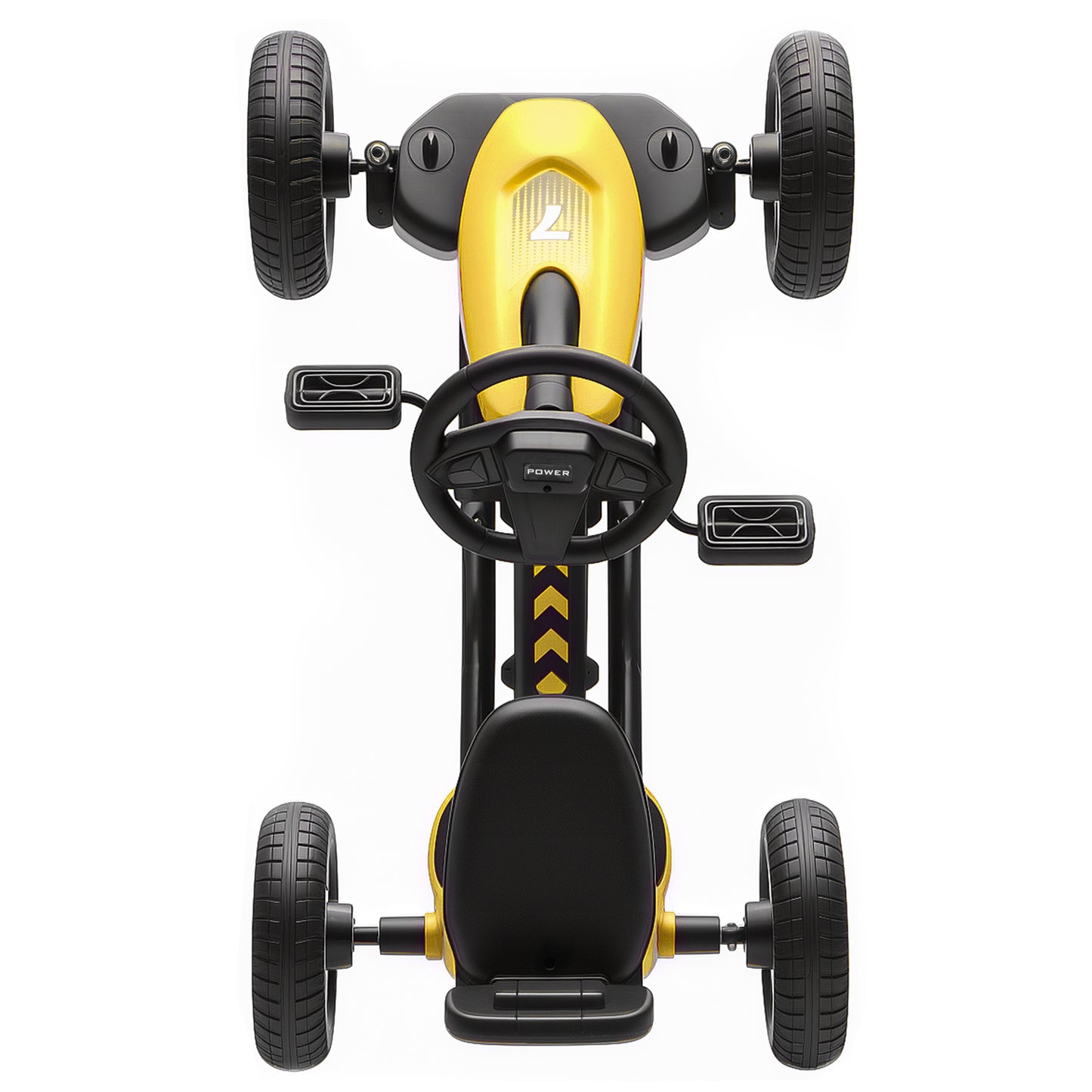AIYAPLAY Pedal Go Kart for Kids 2-5 Years, with Silent EVA Wheels, Metal Frame, Yellow