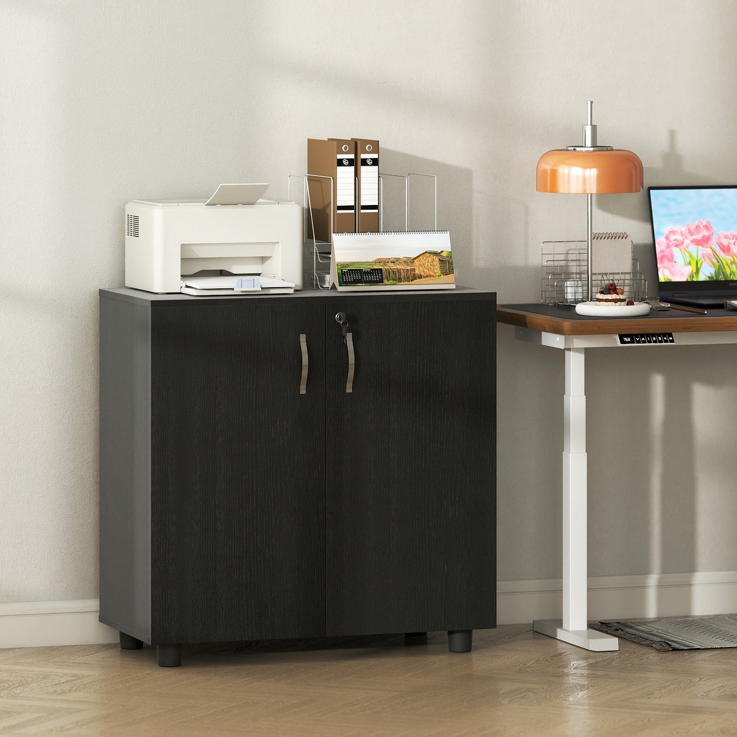 Vinsetto Two-Tier Locking Office Storage Cabinet - Black
