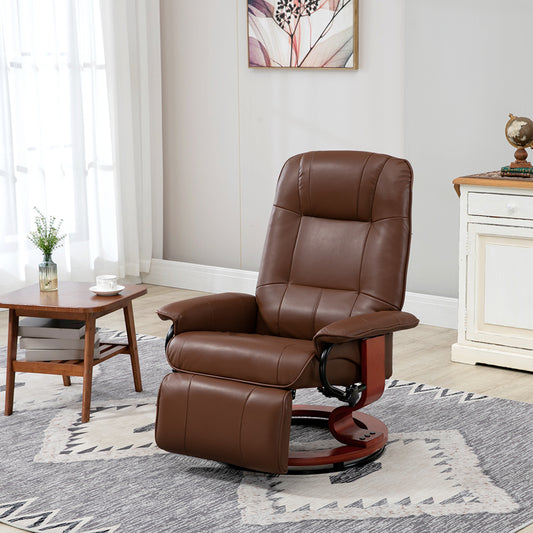 HOMCOM Faux Leather Armchair, with 145° Reclining Back and Footrest - Brown