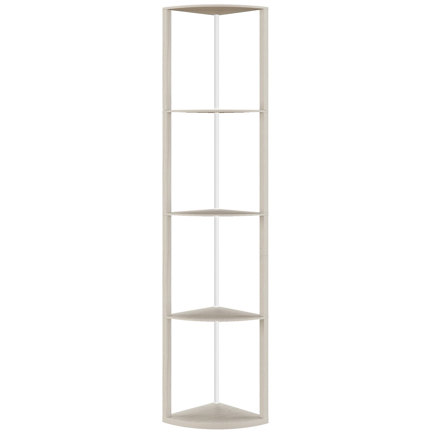 HOMCOM RGB LED Floor Lamp with Shelves, 4-Tier Dimmable Standing Lamp with Remote Control, Oak