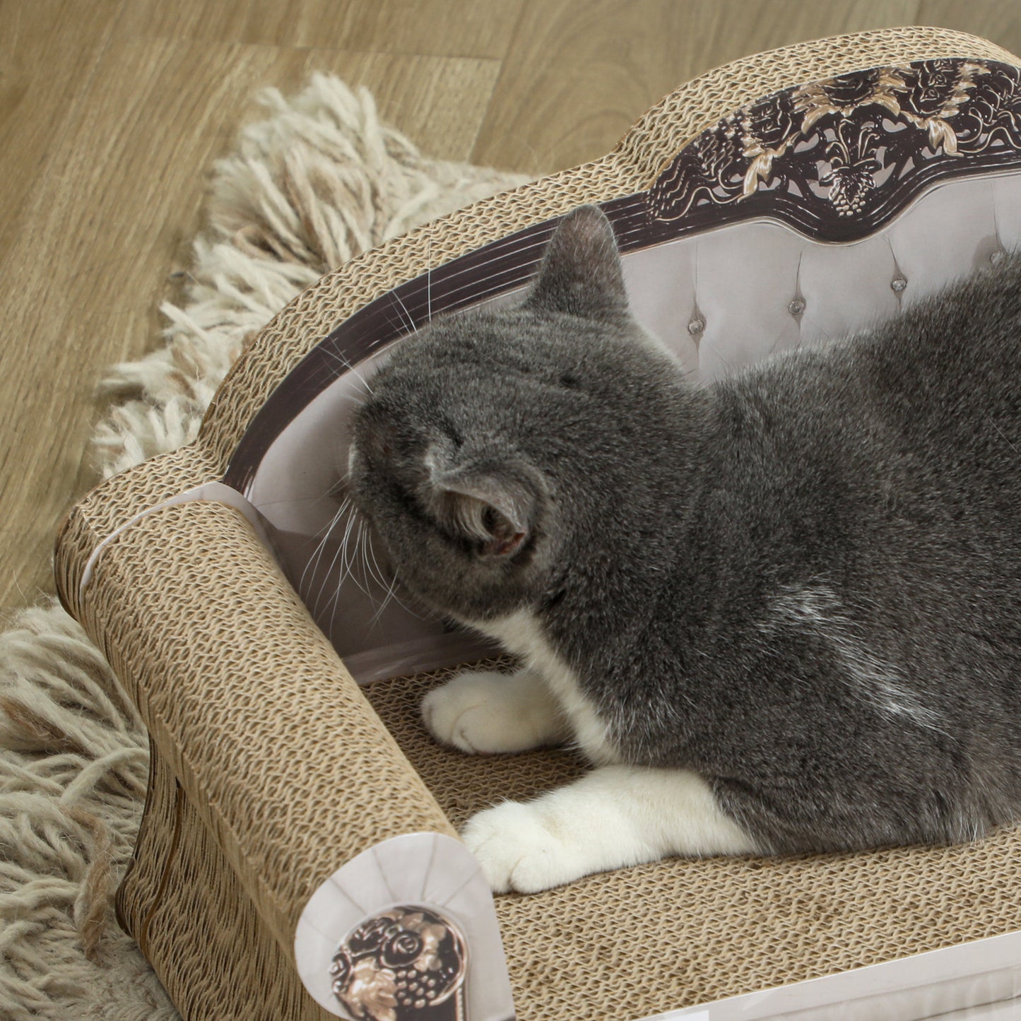 PawHut 2-in-1 Cat Scratcher with Catnip for Indoor Cats, 29.5 x 56 x 26cm, Brown