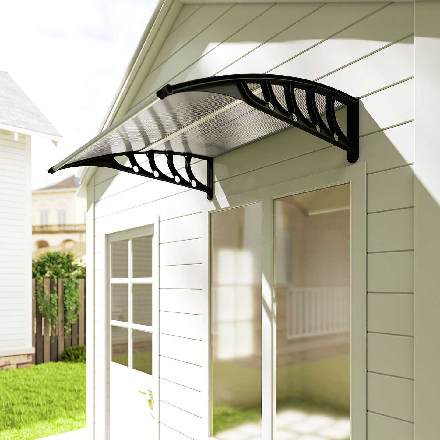 Outsunny Front Door Canopy, Outdoor Awning, Rain Shelter for Window, Porch and Front/Back Door, 103 x 96.5 cm, Clear