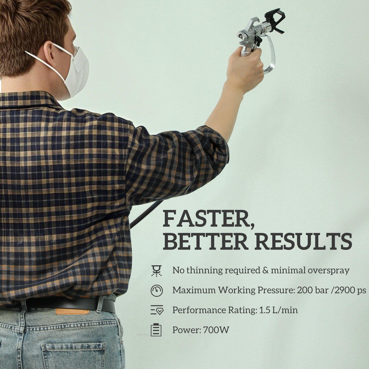 HOMCOM Airless Paint Sprayer, Thinning-Free, Electric Fence Paint Sprayer for Exterior and Inner DIY Painting Projects, Wall Spray Gun Machine, Household Use, 1.5L/min, 200Bar, 7.5m Hose Dark Blue