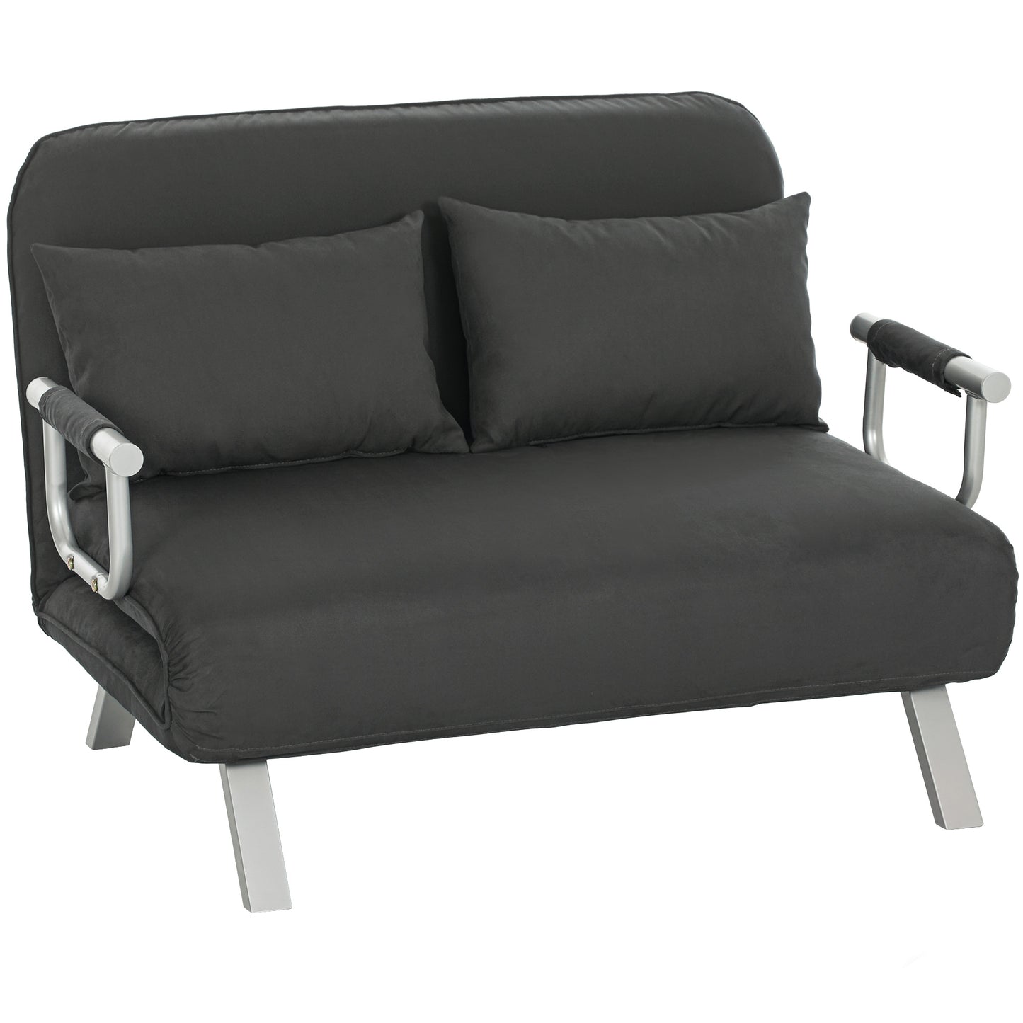 HOMCOM Two-Seater Click-Clack Sofa Bed - Charcoal Grey