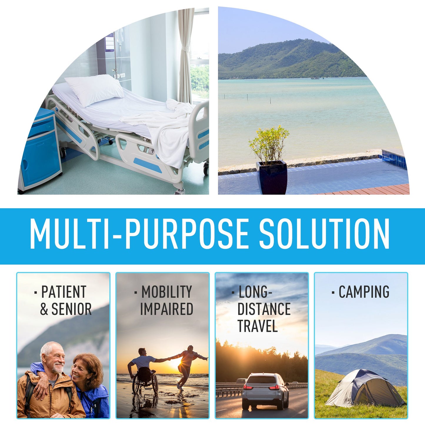 Outsunny 20L Camping Portable Toilet with 2 Detachable Tanks & Push-button Operation for Outdoor Camping & RV Travel - Grey